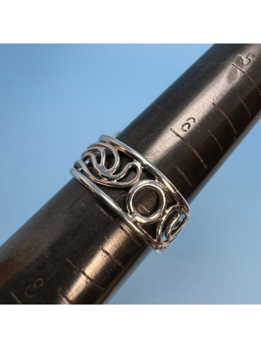 Handmade Topaz Bezel Set Filigree Design Band Sterling Silver 925 Ring Size 6.75 - Picture 10 of 11